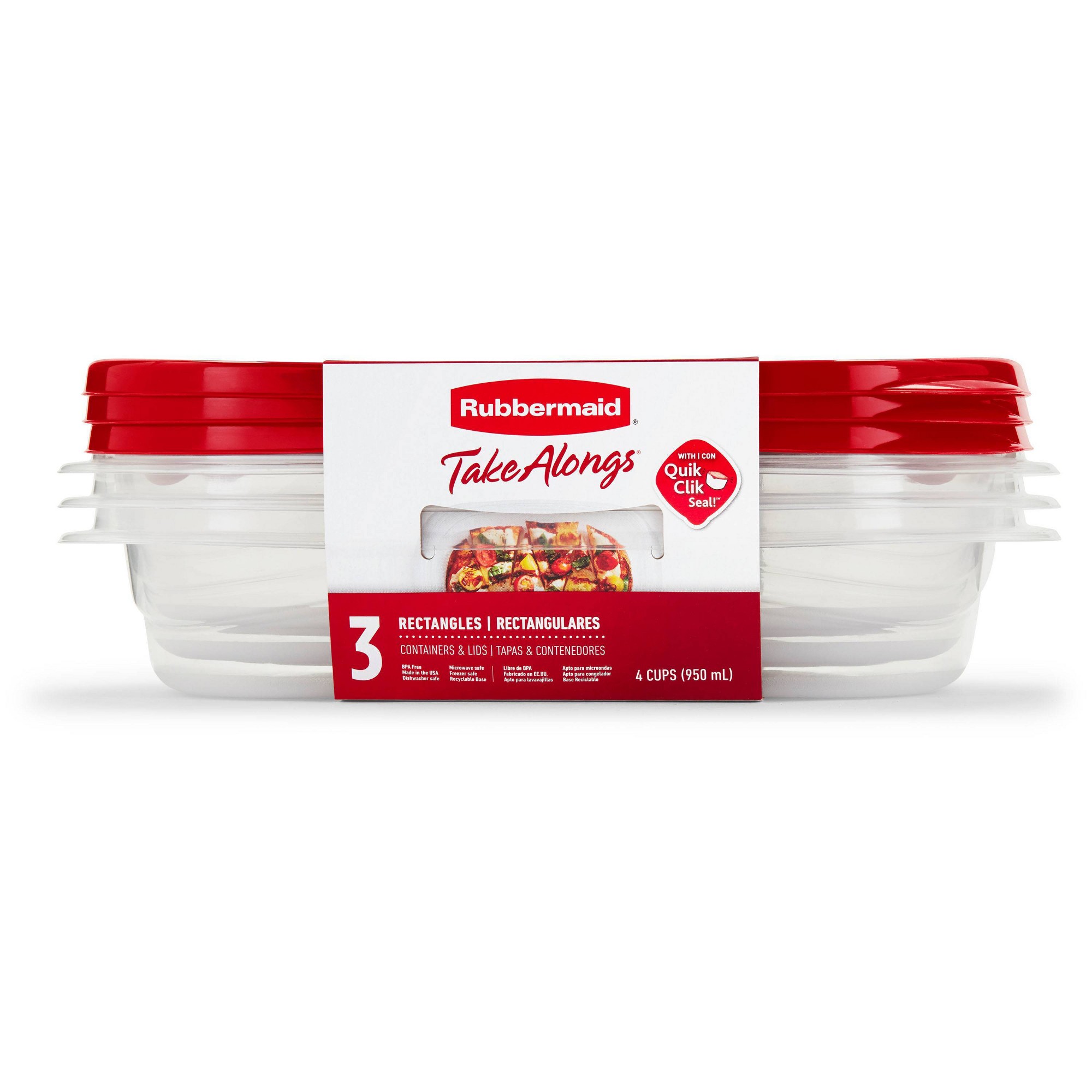Meal Prep Lunch Boxes - 3 contenitori rettangolari rossi per alimenti