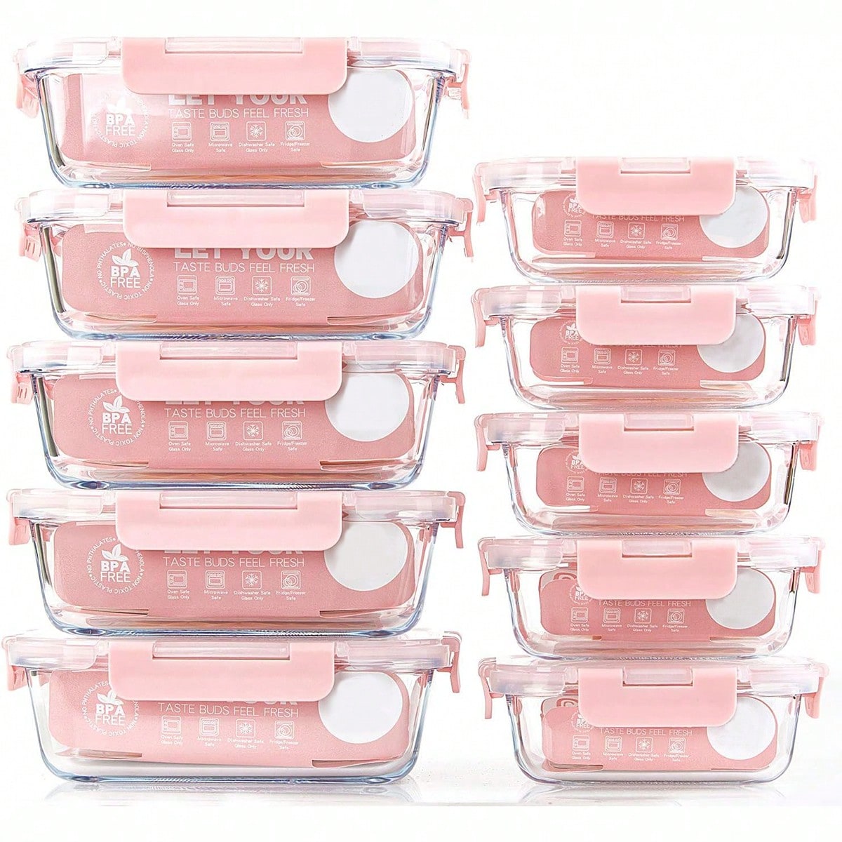 Meal Prep Lunch Boxes - Confezione da 10 contenitori in vetro