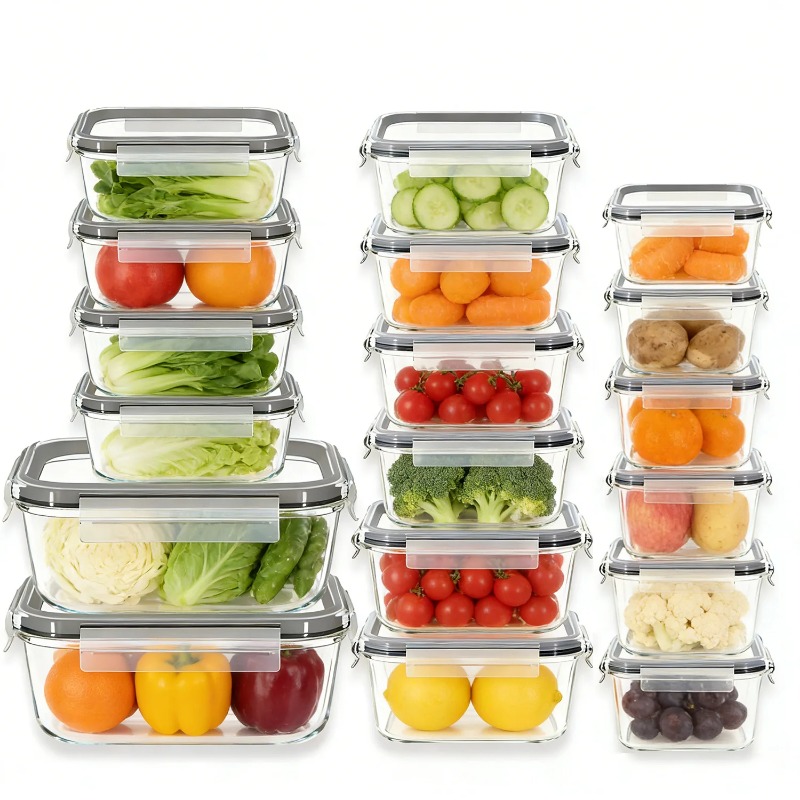 Meal Prep Kit - Set di contenitori in vetro per